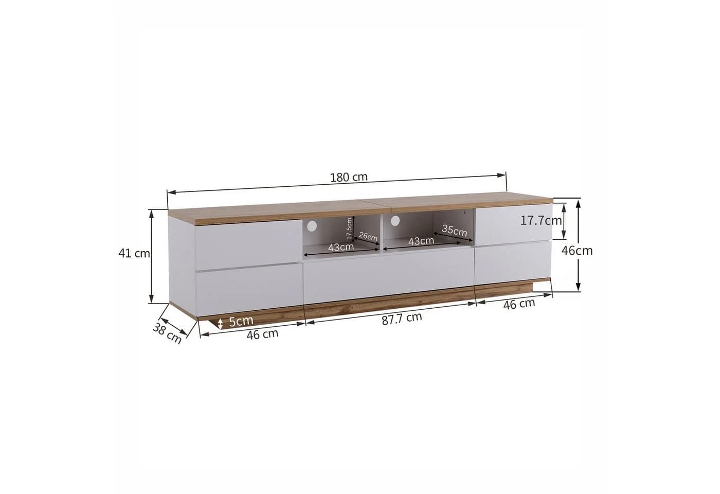 KLAM HOME Lowboard TV-Schrank Weiß - Bild 3