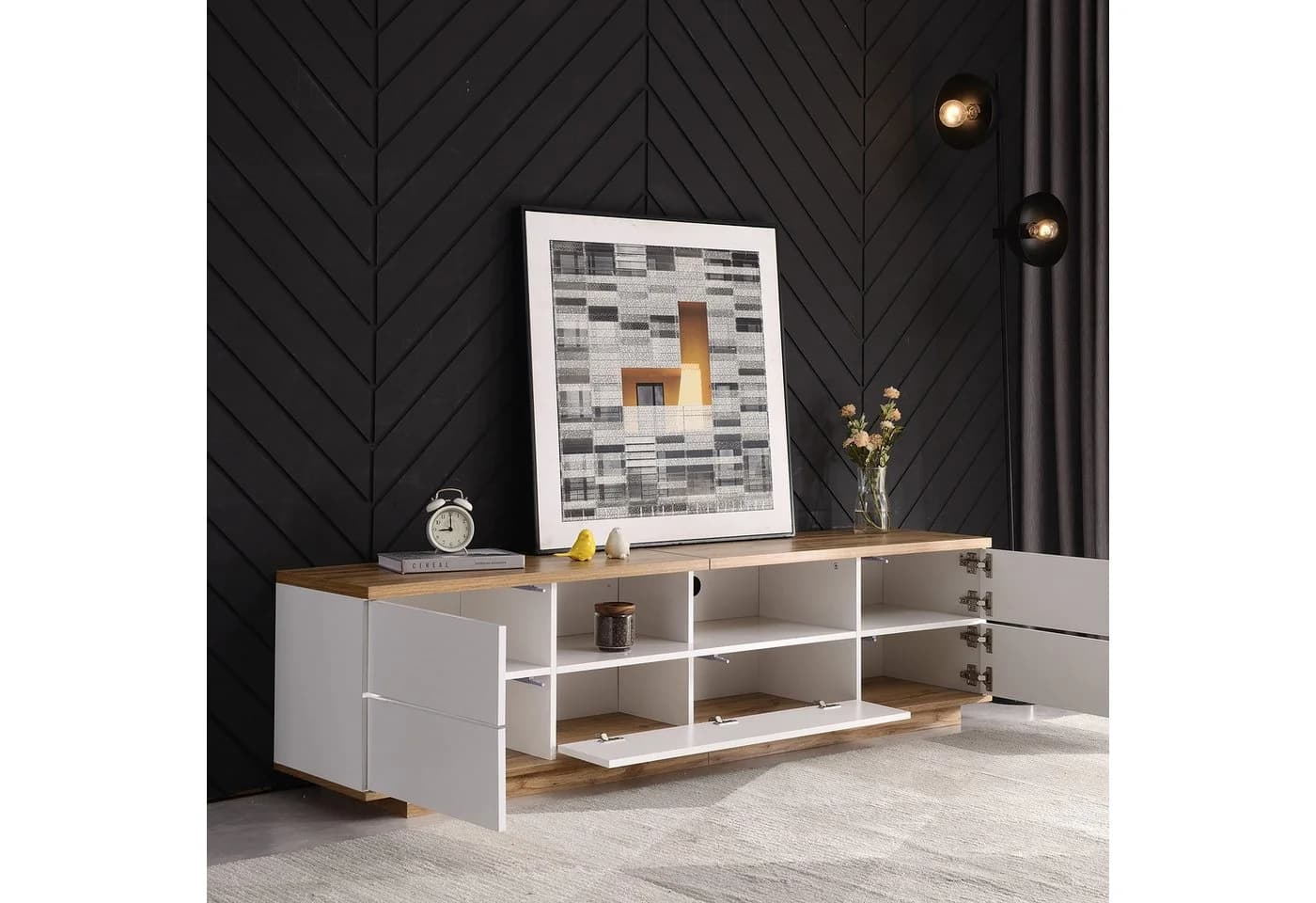 KLAM HOME Lowboard TV-Schrank Weiß - Bild 5