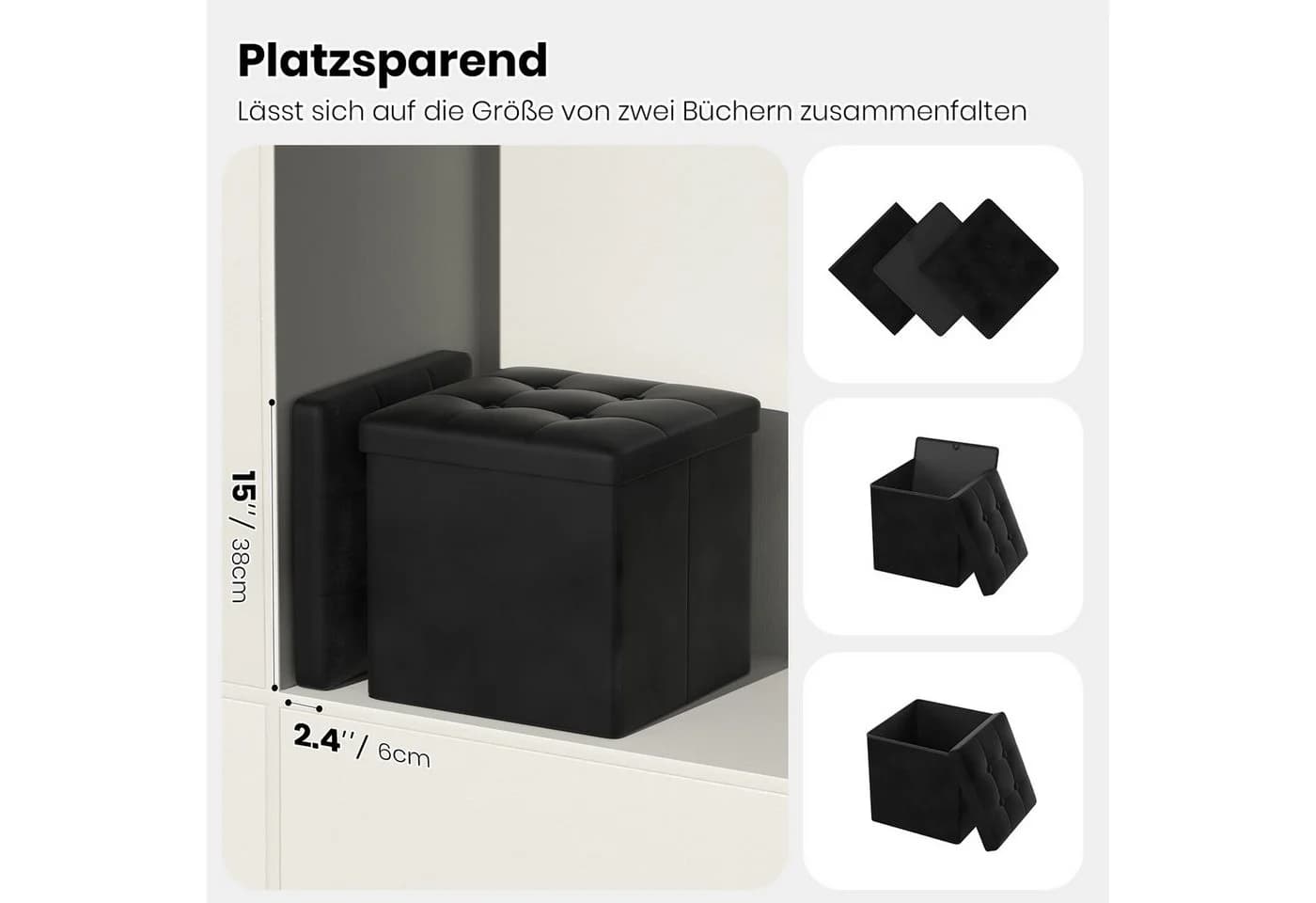 Oak&Tea Stauraumhocker Sitzhocker mit Stauraum Klappbare Aufbewahrungsbox - Bild 3