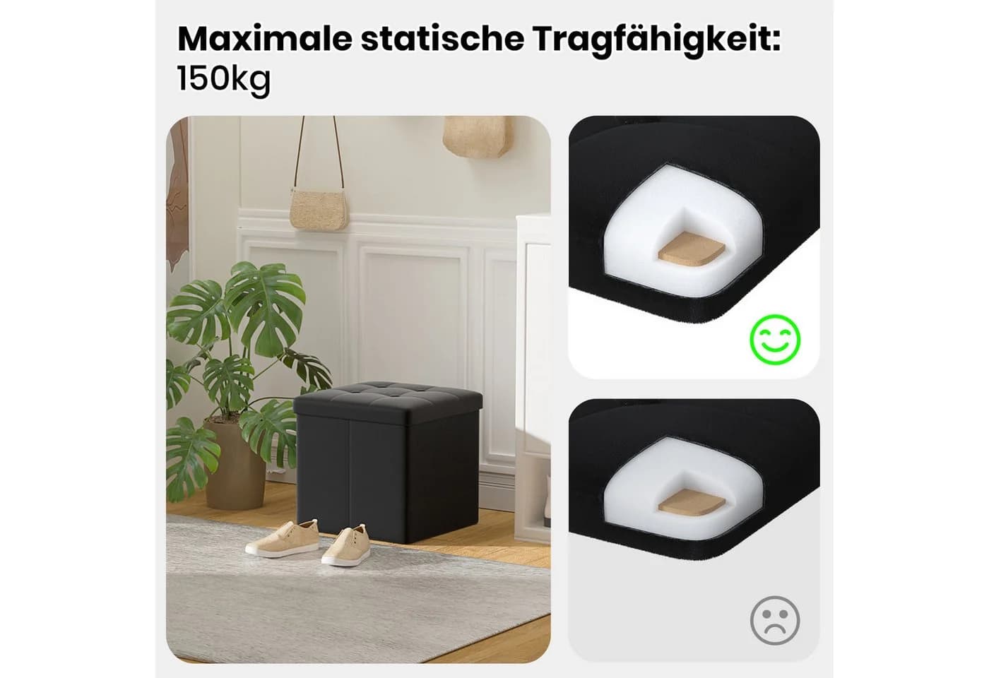 Oak&Tea Stauraumhocker Sitzhocker mit Stauraum Klappbare Aufbewahrungsbox - Bild 4