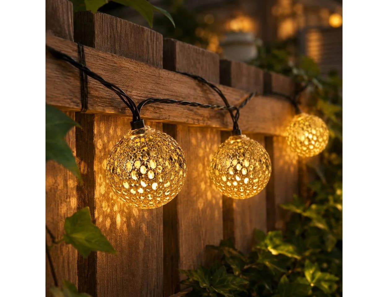 ibettertec LED Solarleuchte Outdoor Lichterkette 20 Kugeln Warmweiß