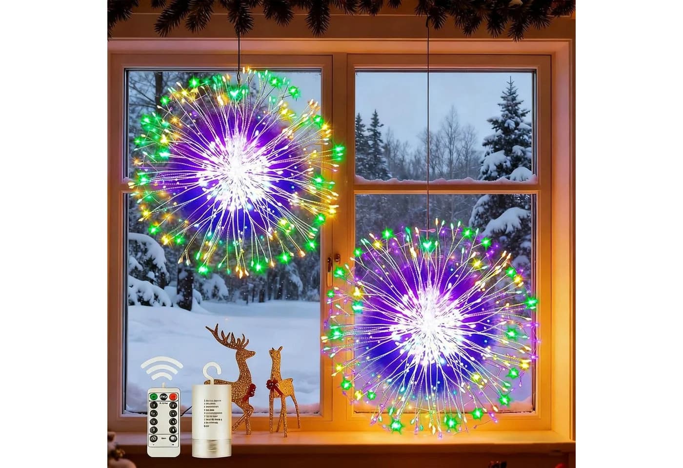 ibettertec LED Solarleuchte 4 Stück 80 LEDs Bunt Warmweiß Garten