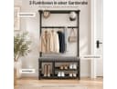 Fyrove Garderobe mit Schuhbank & Regal, Schwarz/Grau, Industrial Design Bild 5