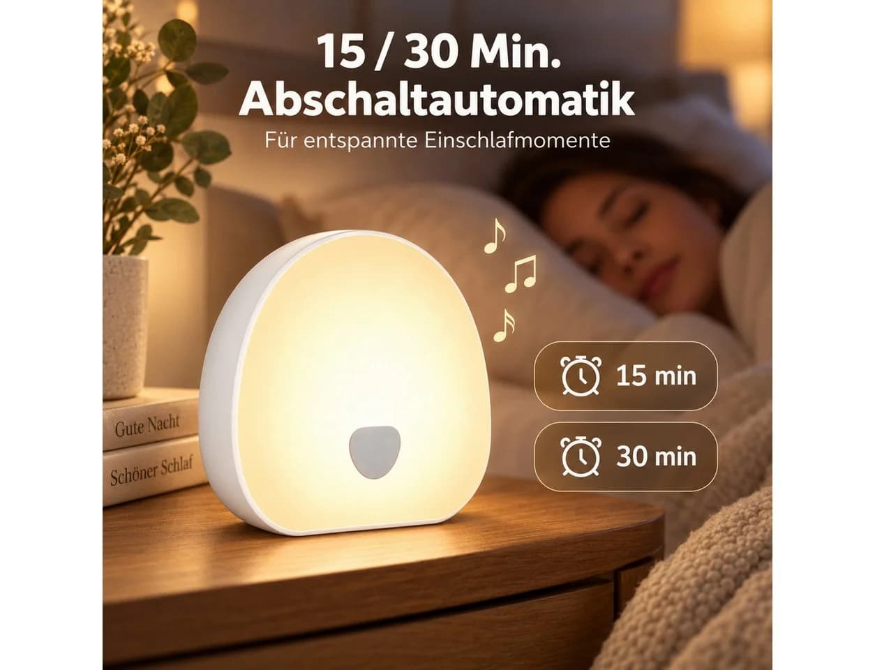 Vornix LED Nachtlicht mit 10 Klängen, RGB-Licht & Timer, USB-C - Bild 4