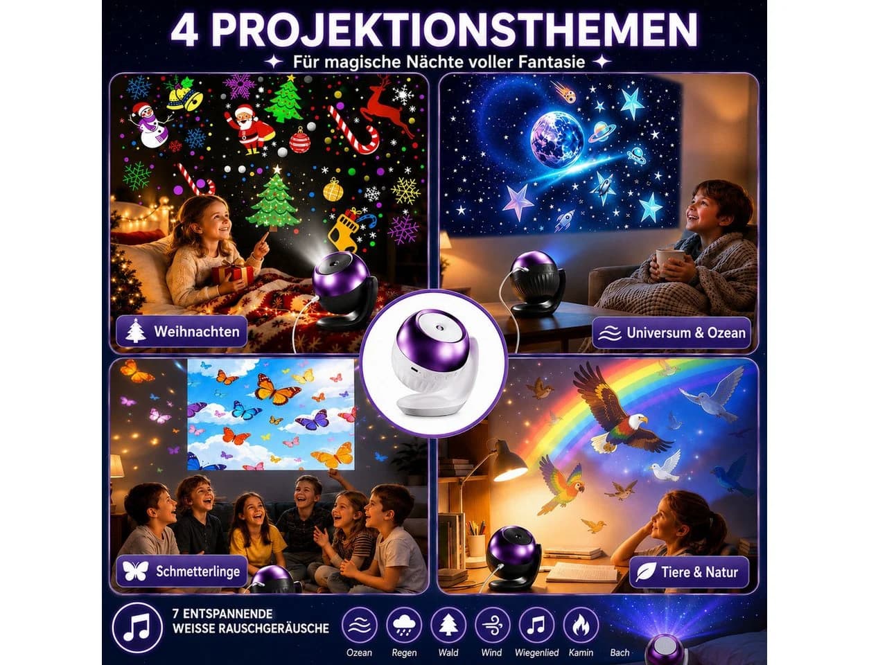 Fyrove Projektionslampe Sternenhimmel mit 24 Motiven & 7 Klängen - Bild 4