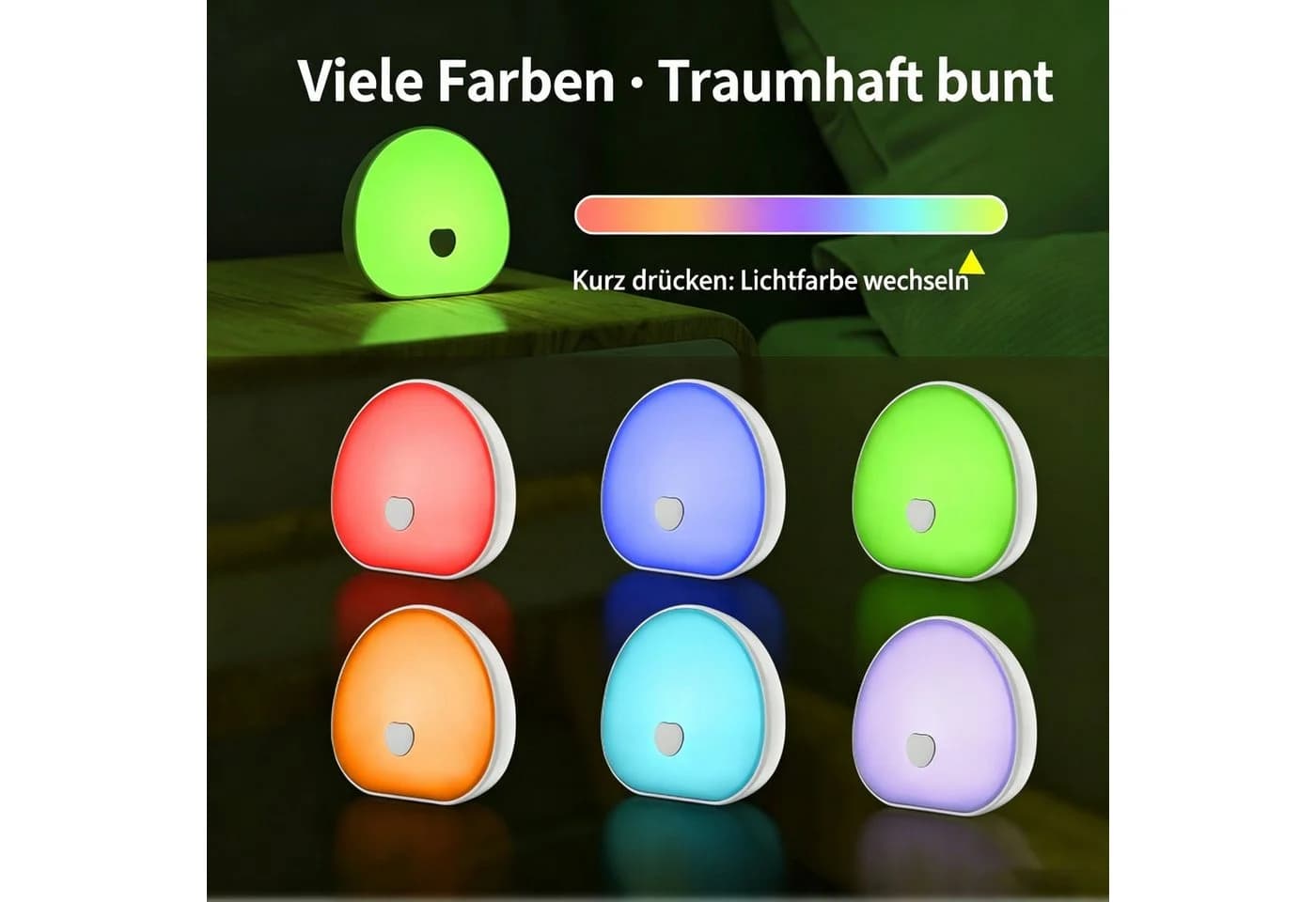 Vornix LED Nachtlicht mit RGB Farben, Dimmbar & Schlafgeräusche, USB-C Aufladbar - Bild 3