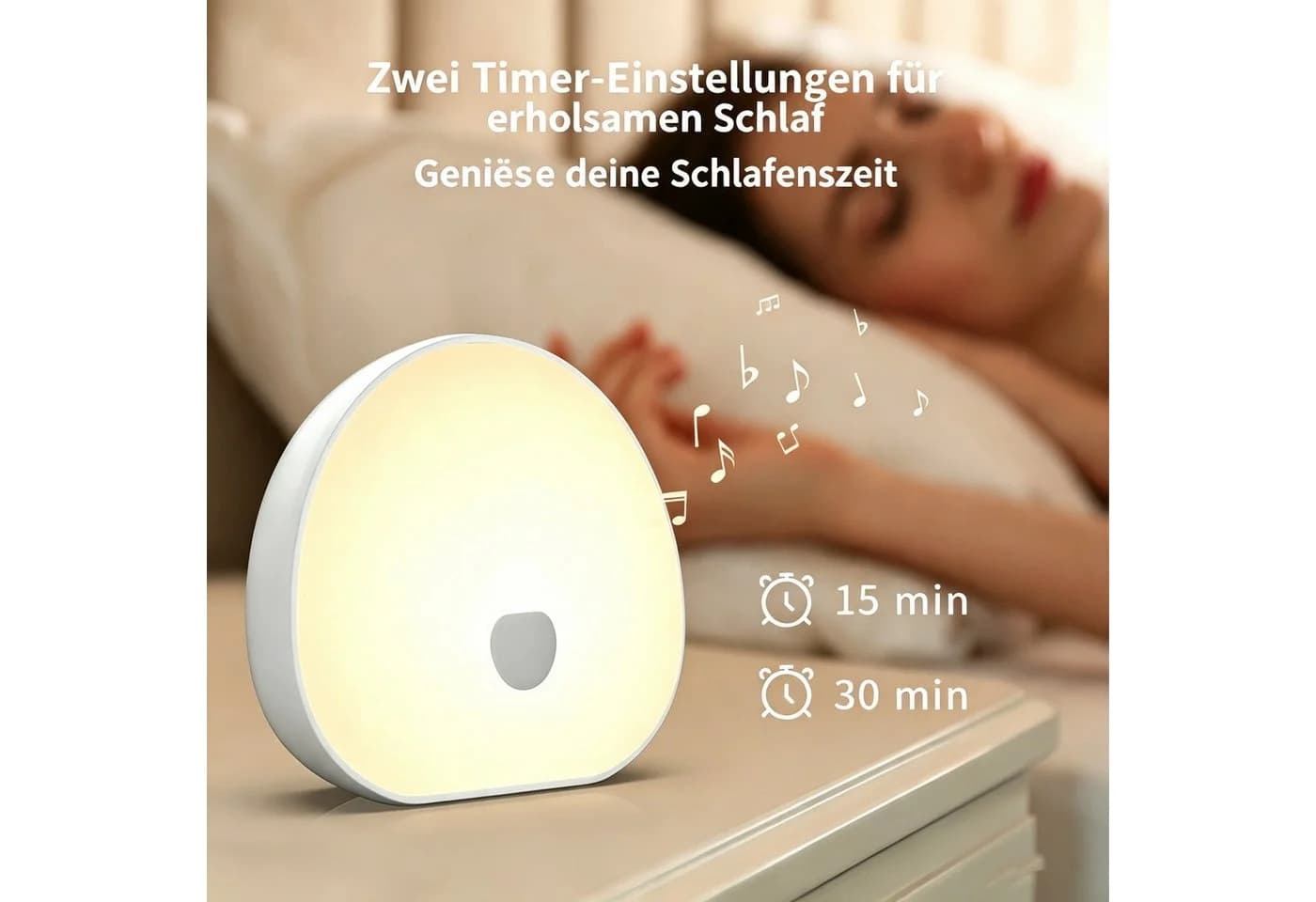 Vornix LED Nachtlicht mit RGB Farben, Dimmbar & Schlafgeräusche, USB-C Aufladbar - Bild 5