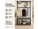 Fyrove Garderobenständer mit Schuhregal, Sitzbank und 9 Haken Schwarz/Grau Bild 1