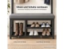 Fyrove Garderobenständer mit Schuhregal, Sitzbank und 9 Haken Schwarz/Grau Bild 4