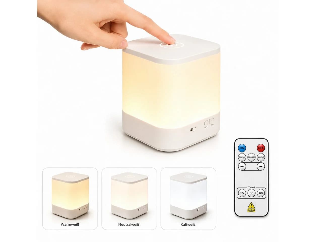 Fyrove LED Nachttischlampe Dimmbar mit Touch-Sensor Weiß - Bild 2