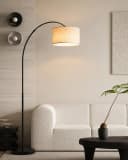 Fyrove Stehlampe Bogenleuchte Schwarz-Weiß mit Fußschalter Bild 2