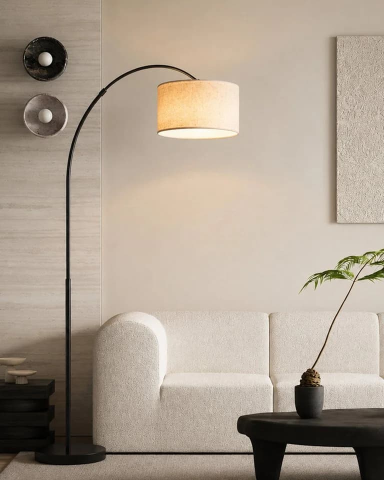 Fyrove Stehlampe Bogenleuchte Schwarz-Weiß mit Fußschalter - Bild 2