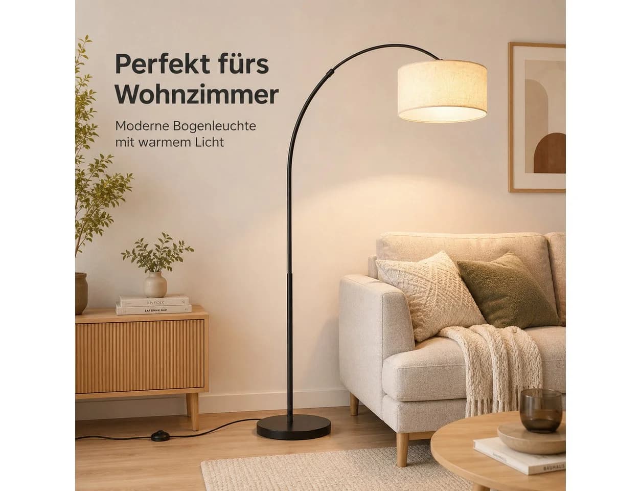 Fyrove Stehlampe Bogenleuchte Schwarz-Weiß mit Fußschalter - Bild 3