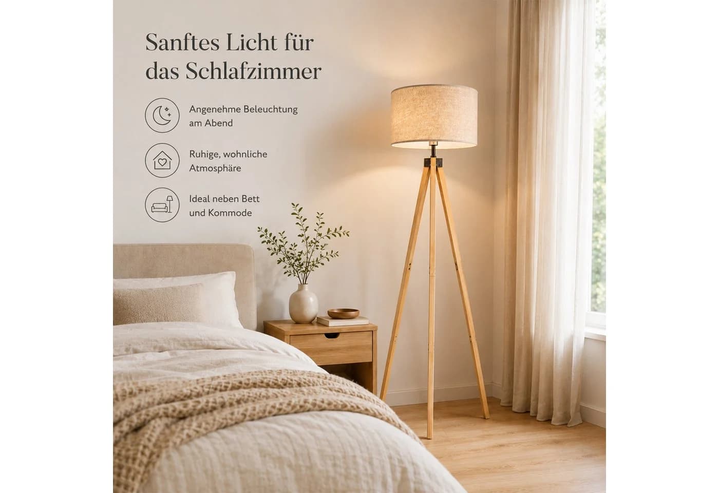 Fyrove Stehlampe Skandinavisch Leinen E27 - Bild 3
