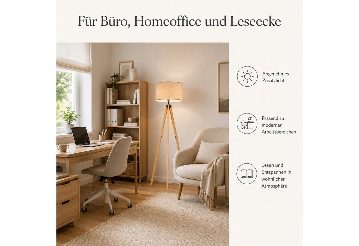 Fyrove Stehlampe Skandinavisch Leinen E27 - Bild 4