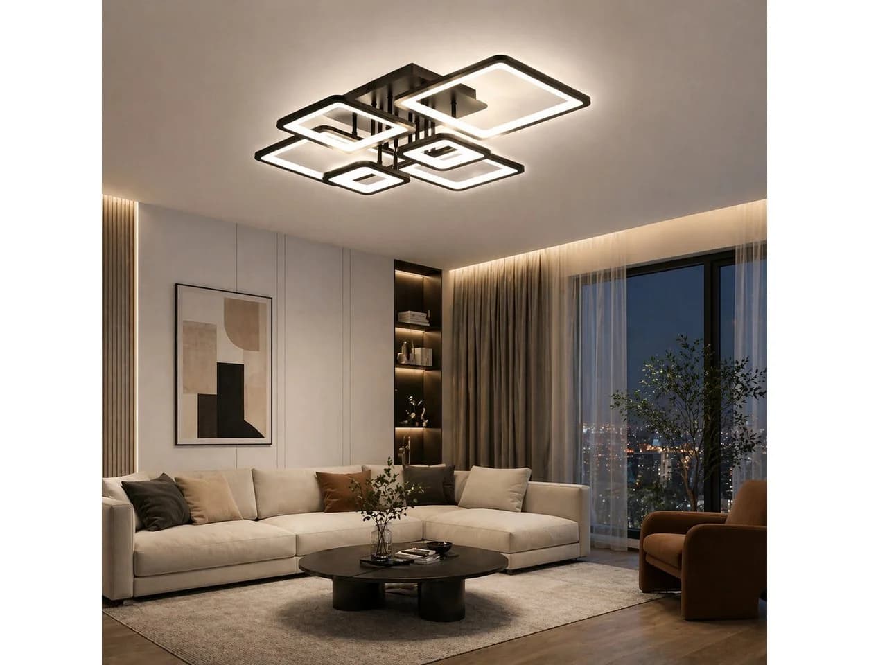 Fyrove LED Deckenlampe 6 Rahmen Schwarz Dimmbar mit Fernbedienung - Bild 2