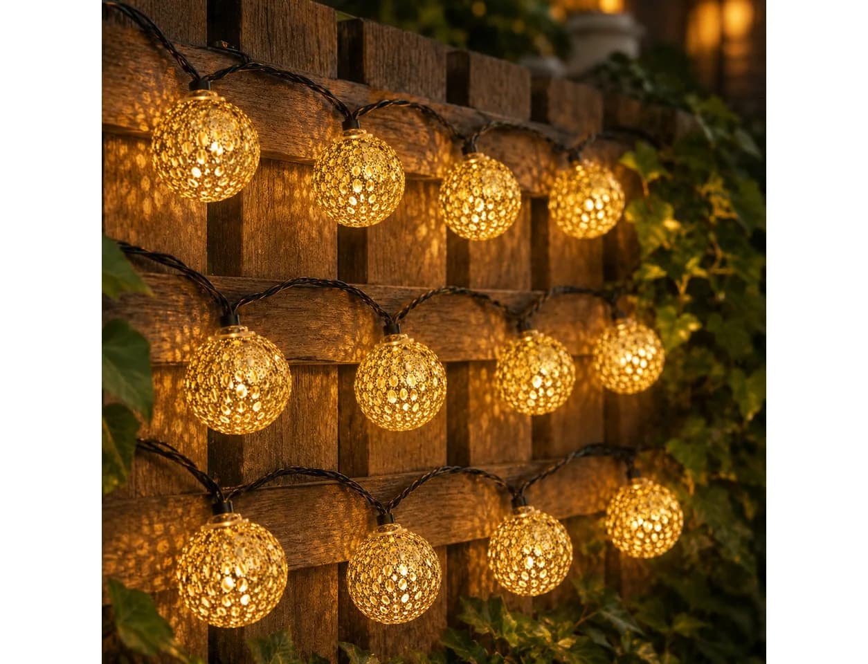 Fyrove LED Solarleuchte Outdoor Lichterkette 20 Kugeln Warmweiß - Bild 2