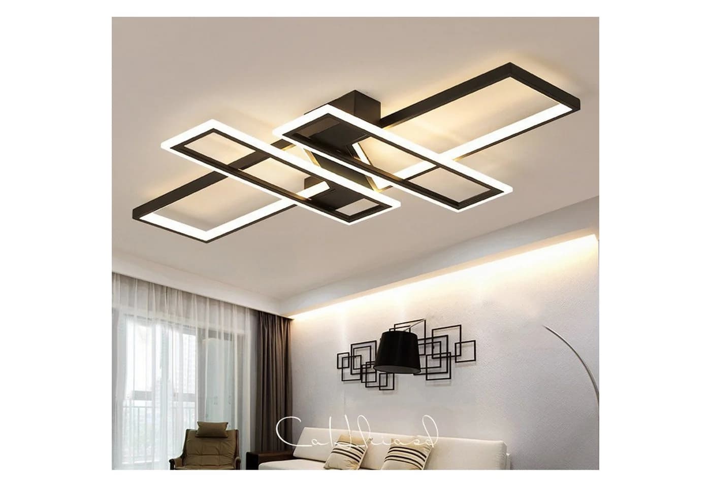 Fyrove LED Deckenleuchte 94W Dimmbar Schwarz mit Fernbedienung - Bild 2