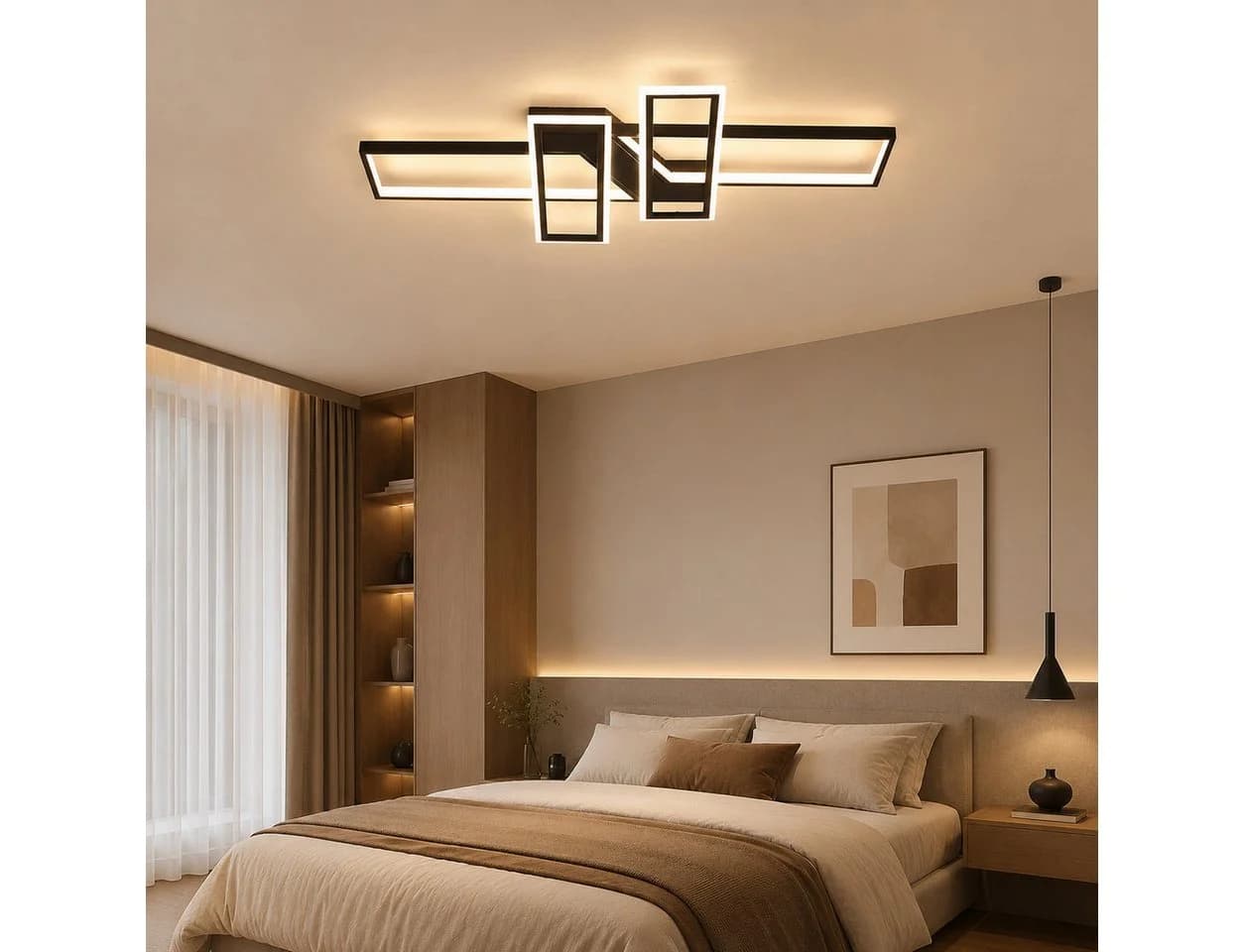 Fyrove LED Deckenleuchte 94W Dimmbar Schwarz mit Fernbedienung - Bild 5