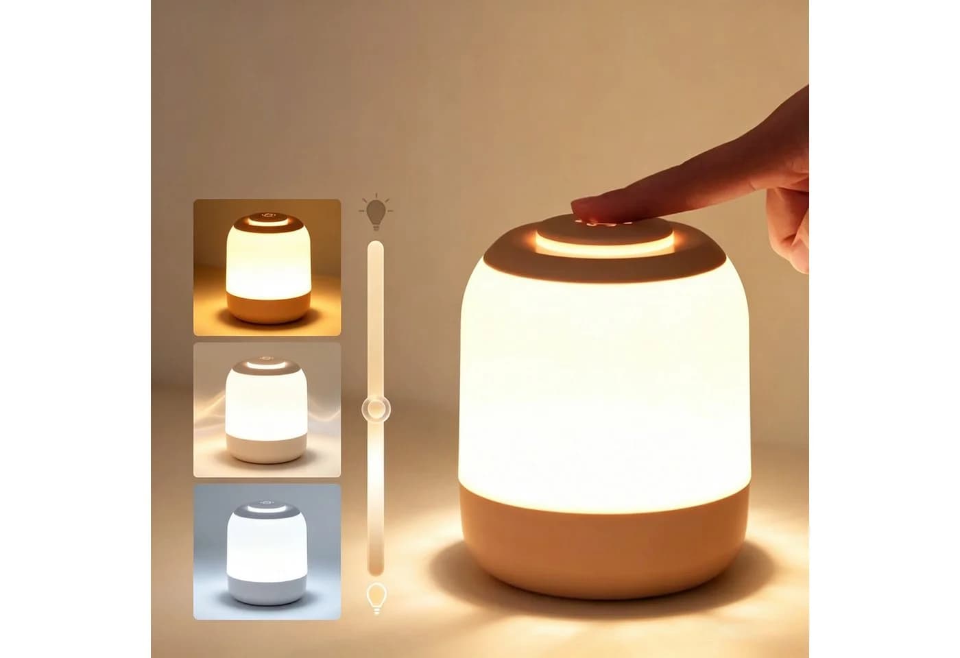 Vornix LED Nachtlicht Touch Nachttischlampe wiederaufladbar weiß - Bild 2