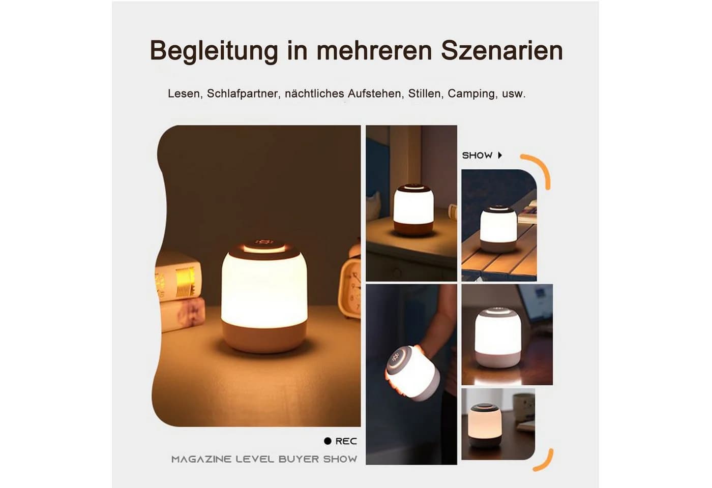 Vornix LED Nachtlicht Touch Nachttischlampe wiederaufladbar weiß - Bild 4