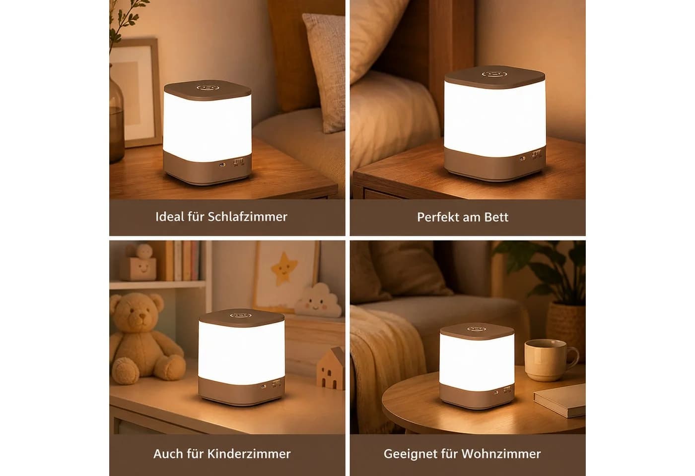 Vornix LED Nachtlicht Tischlampe Weiß Touch & Fernbedienung Dimmbar - Bild 4