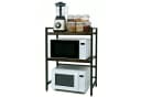 ibettertec Mikrowellenregal 2-stufig Schwarz Edelstahl Holz Bild 1