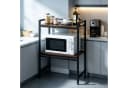 ibettertec Mikrowellenregal 2-stufig Schwarz Edelstahl Holz Bild 3