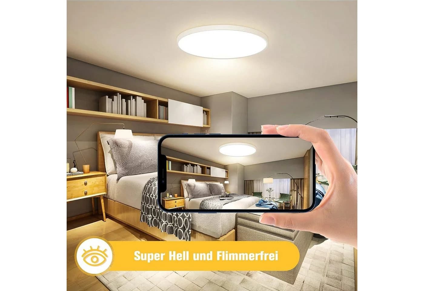 ibettertec Deckenleuchte Flach Rund Weiß 28cm wasserdicht LED - Bild 4
