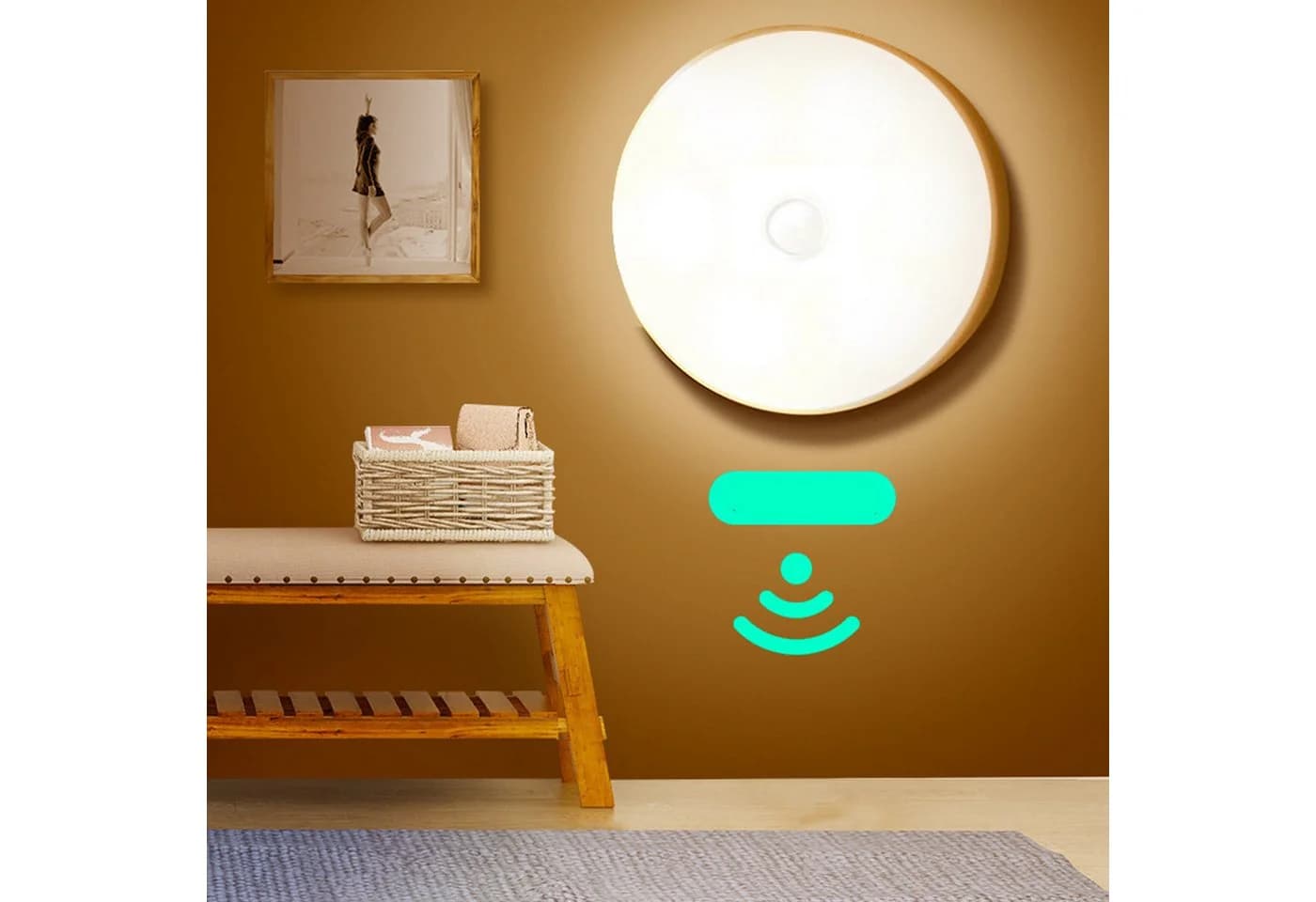 ibettertec Wandleuchte LED Nachtlicht Bewegungsmelder Warmweiß