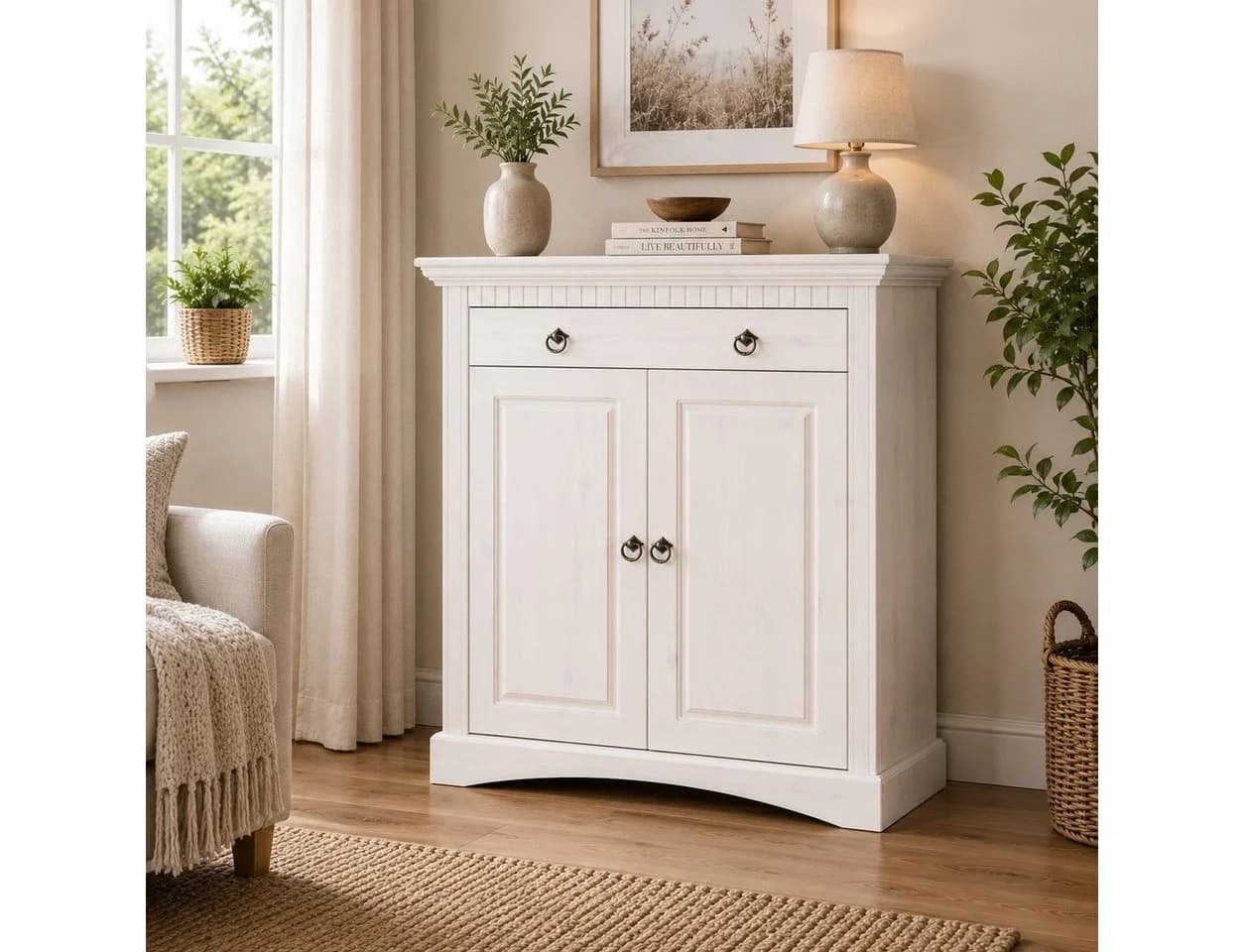 Clever-Moebel Kommode 2-türig Kiefernholz Landhausstil 84x39x97 cm - Bild 2