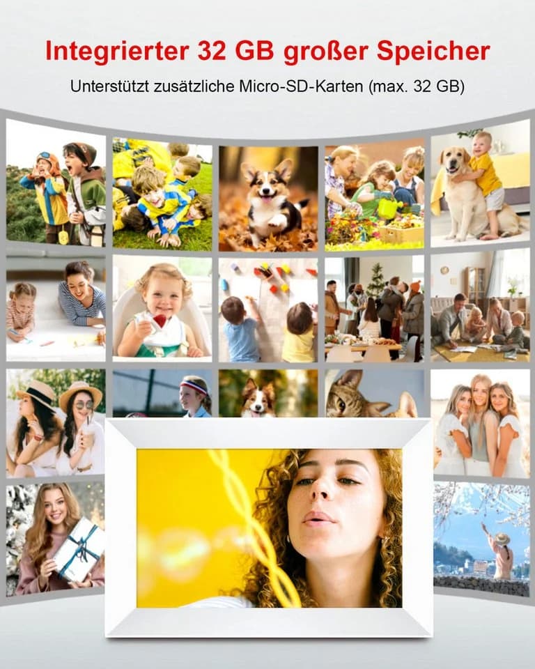 Fine Life Pro Digitaler Fotorahmen mit WiFi 10 Zoll 32 GB