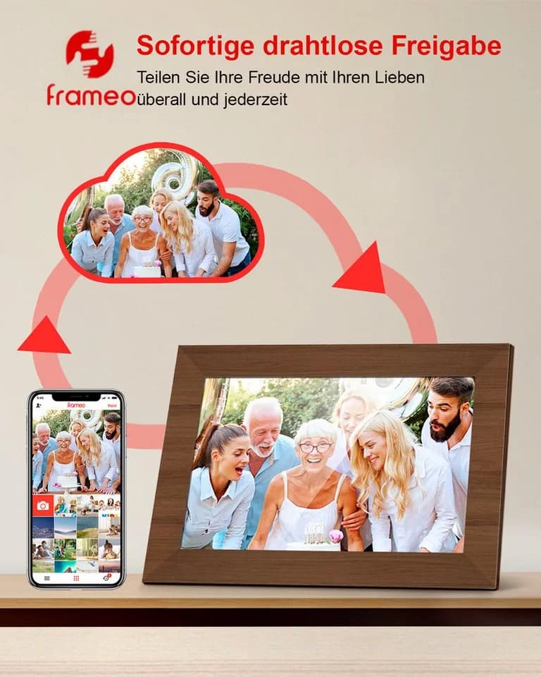 Fine Life Pro Digitaler Fotorahmen mit WiFi 10 Zoll 1280x800 Pixel 32 GB - Bild 3