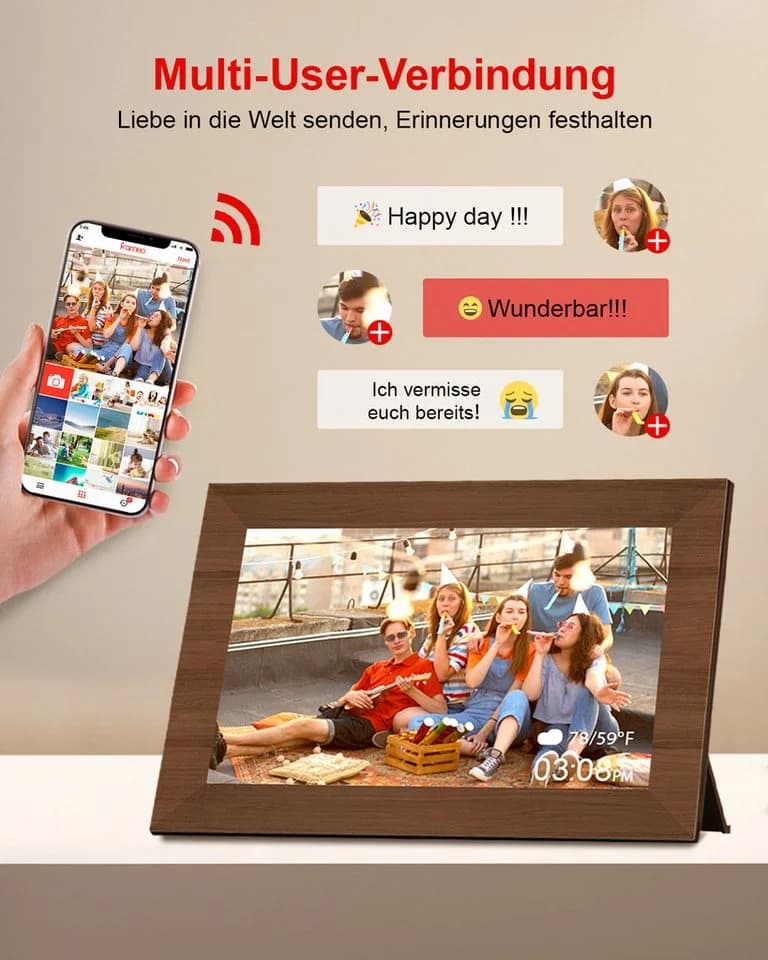 Fine Life Pro Digitaler Fotorahmen mit WiFi 10 Zoll 1280x800 Pixel 32 GB - Bild 5