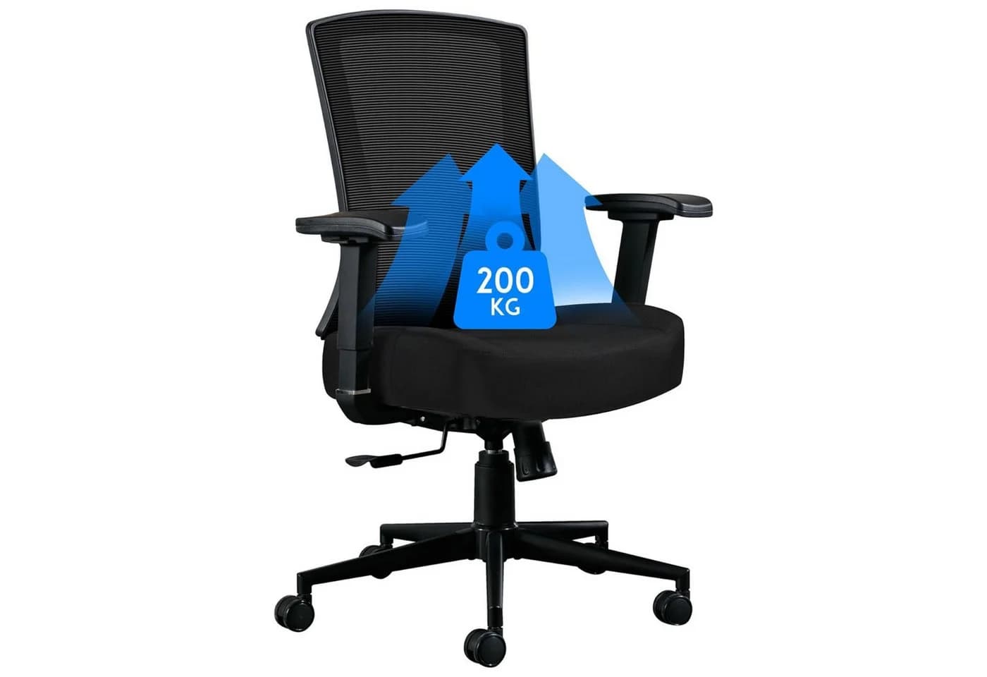 SeedWave Bürostuhl Ergonomisch 200kg Schwarz mit Lordosenstütze - Bild 2