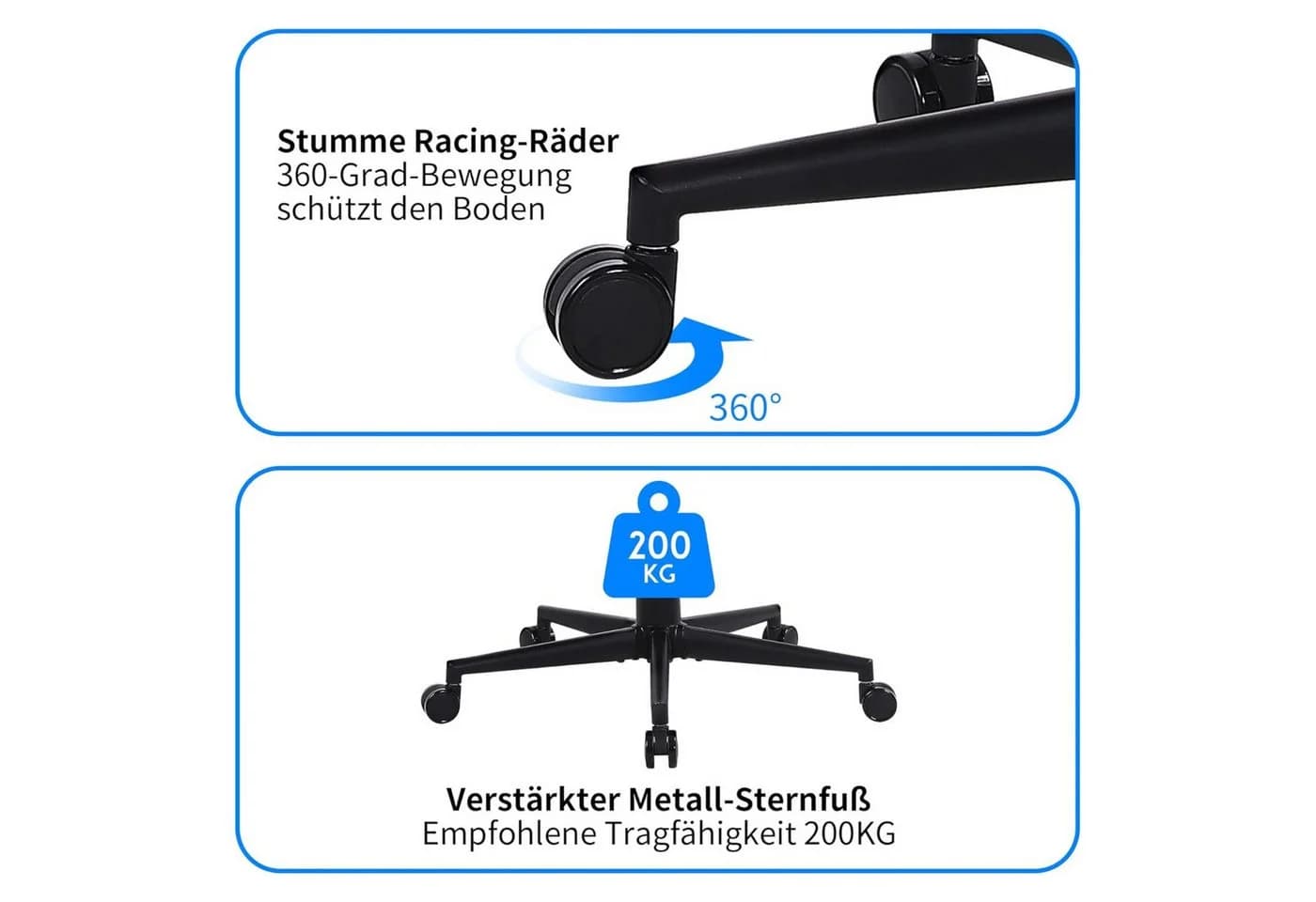 SeedWave Bürostuhl Ergonomisch 200kg Schwarz mit Lordosenstütze - Bild 5