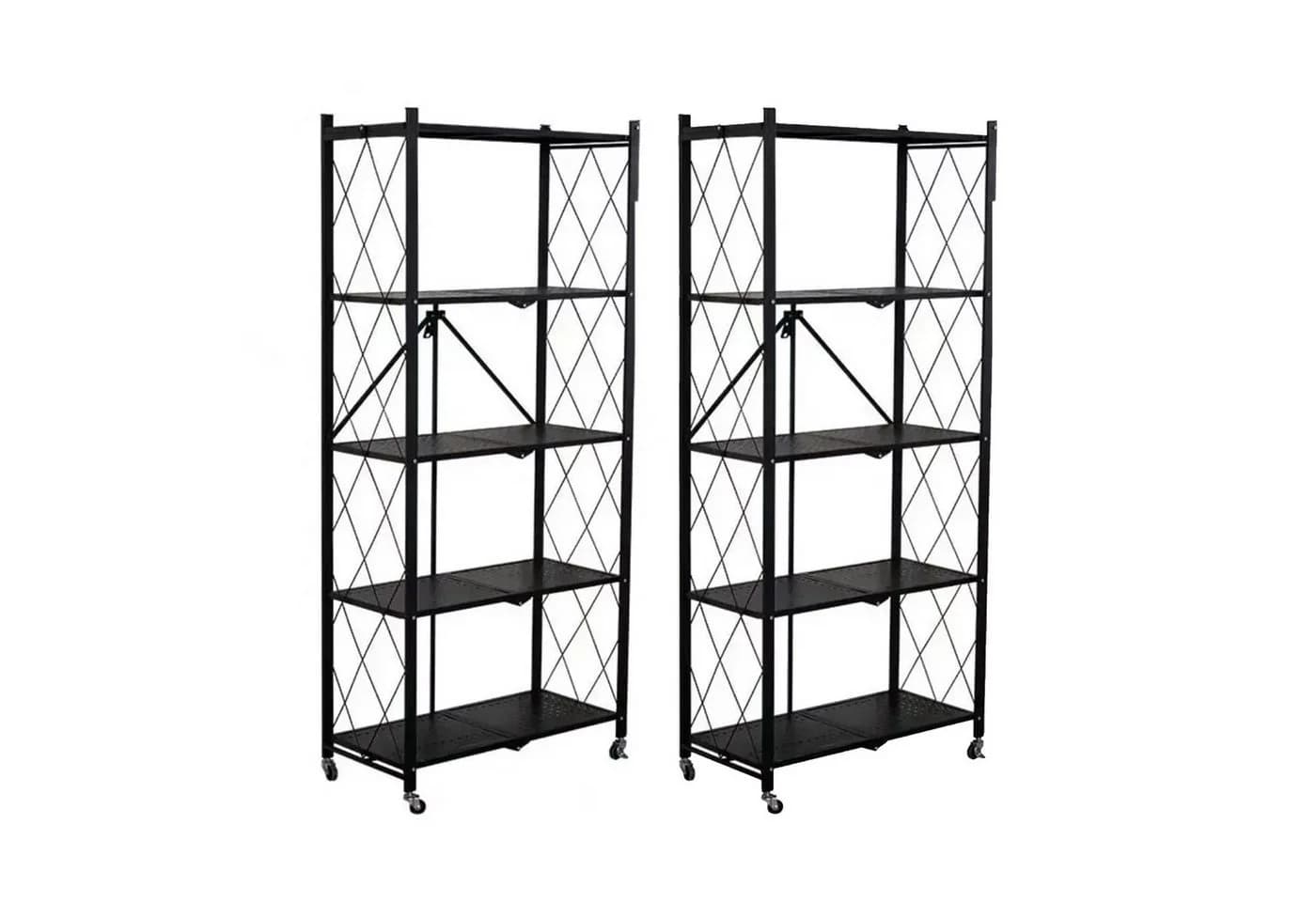 FOXSPORT Standregal mit Rollen 2er-Set 5 Ablagen 20 kg Traglast Küchenregal 72x37x163cm - Bild 2