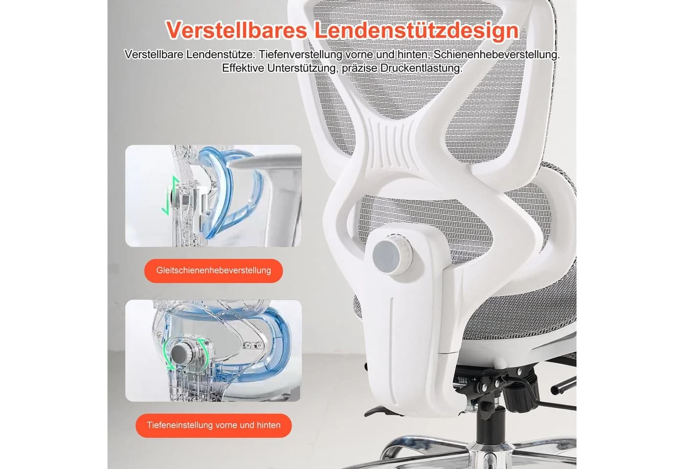 FOXSPORT Bürostuhl Grau 4D-Armlehnen 3D-Kopfstütze Ergonomisch - Bild 4