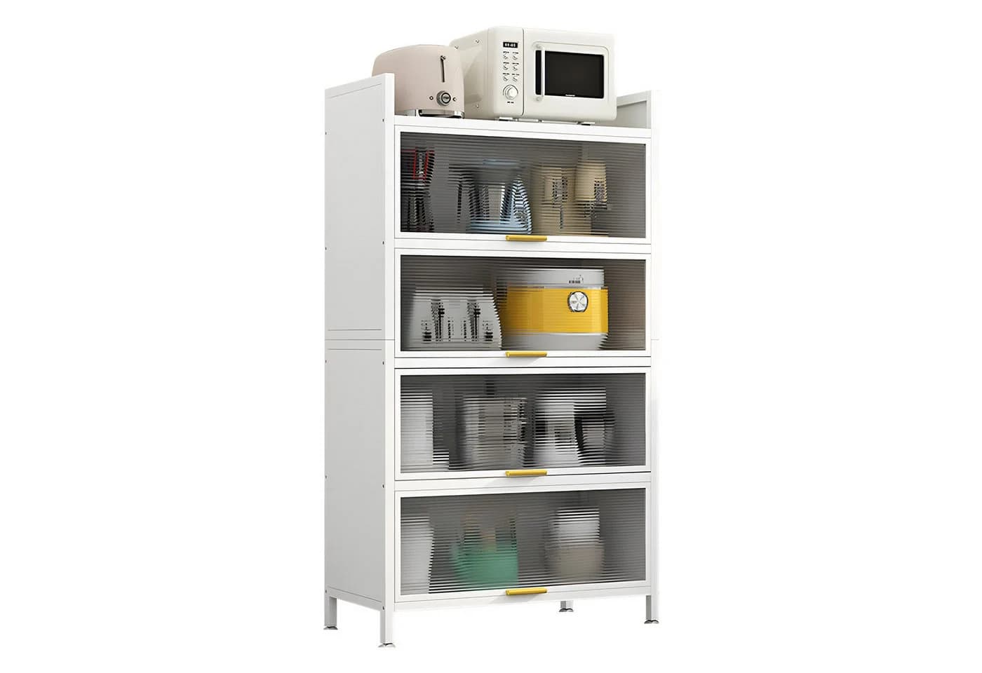 FOXSPORT Küchenschrank Vorratschrank mit 4/5 Ablagen Traglast 20 kg pro Ebene Transparent Türen Staub- und Fettbeständig - Bild 2