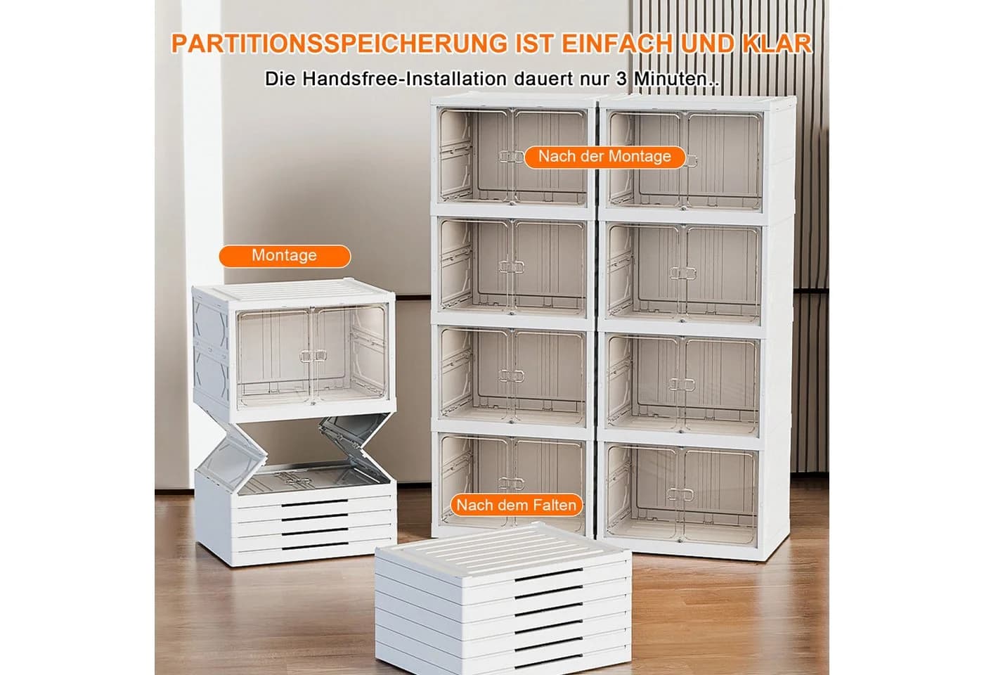 Seven Comfort Schuhschrank Kunststoff 6 Fächer Weiß Faltbar