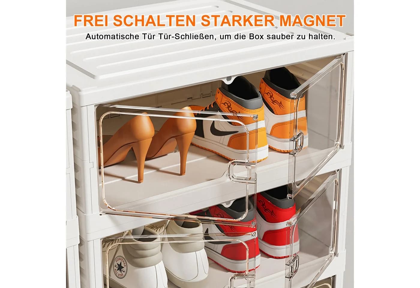 Seven Comfort Schuhschrank Kunststoff 6 Fächer Weiß Faltbar - Bild 3