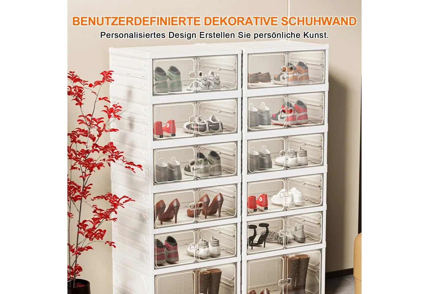 Seven Comfort Schuhschrank Kunststoff 6 Fächer Weiß Faltbar - Bild 5