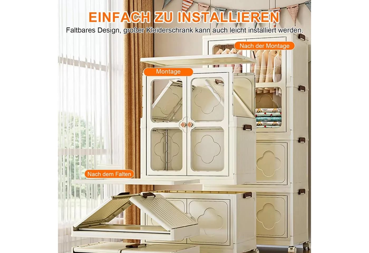Seven Comfort Mehrzweckschrank Kunststoff Faltbarer mit 10 Kleiderbügeln