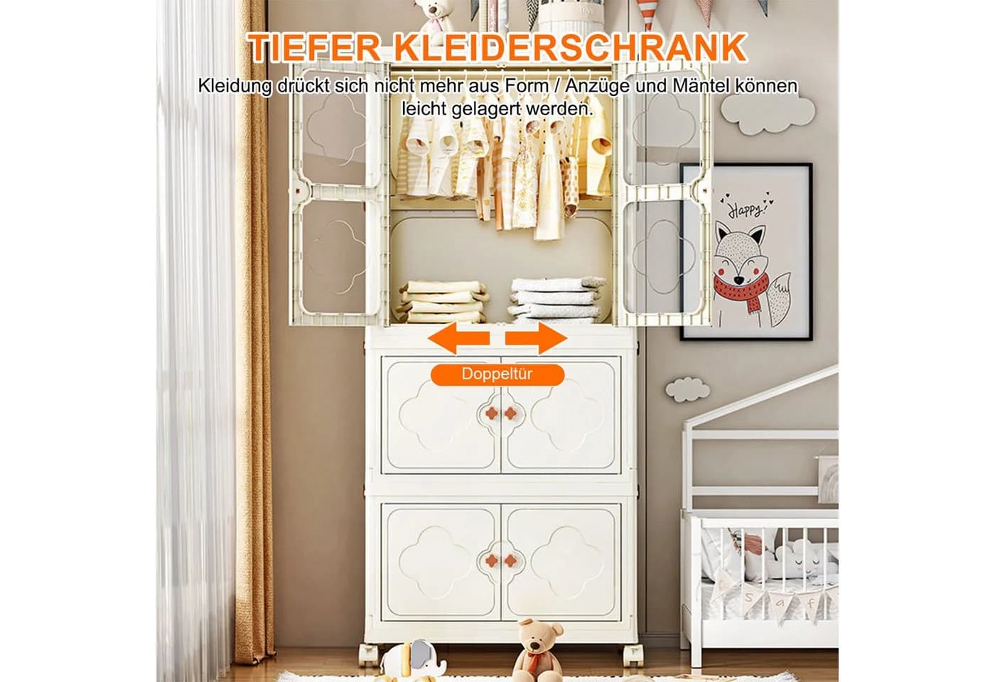 Seven Comfort Mehrzweckschrank Kunststoff Faltbarer mit 10 Kleiderbügeln - Bild 4