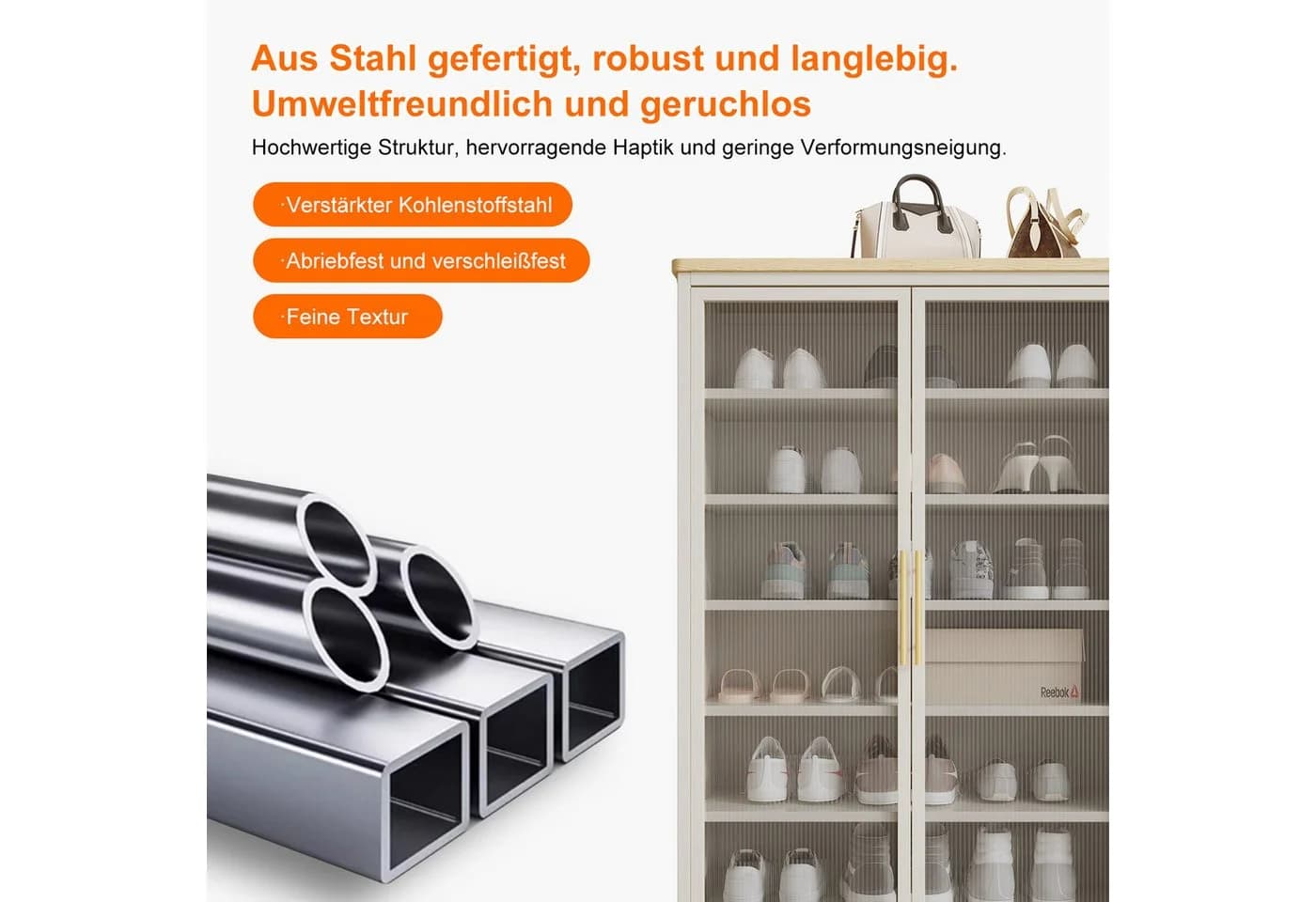 FOXSPORT Schuhschrank 7 Ebenen Schwarz/Weiß mit Acryl-Türen - Bild 3