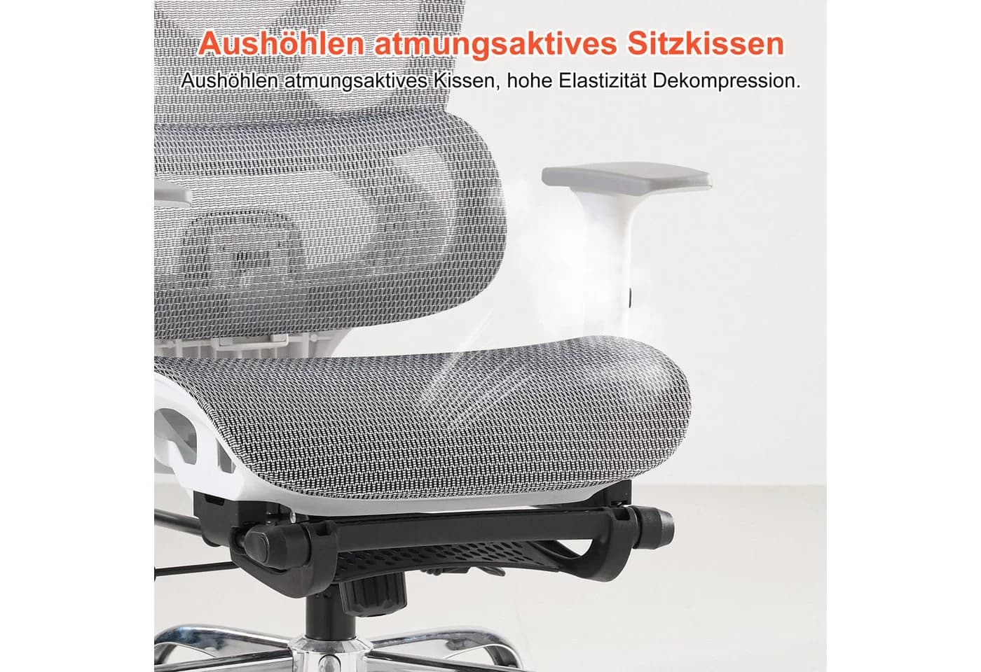 FOXSPORT Ergonomischer Bürostuhl Grau mit Mesh-Bezug und Wippfunktion - Bild 5
