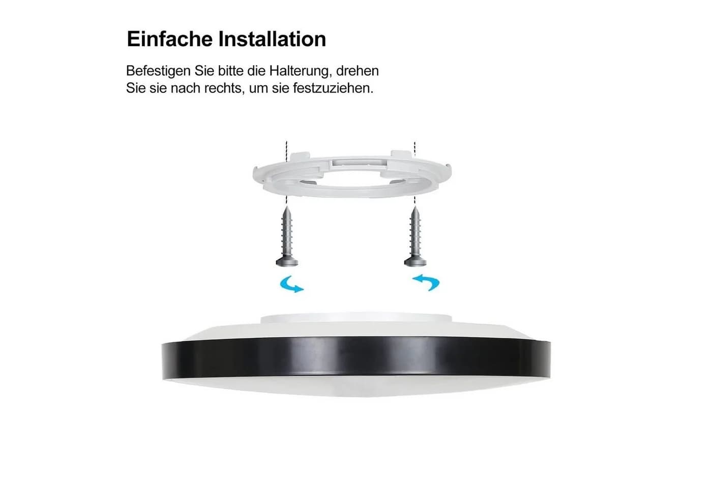 ZMH LED Deckenleuchte Modern Schwarz/Weiß IP44 Spritzwassergeschützt - Bild 4