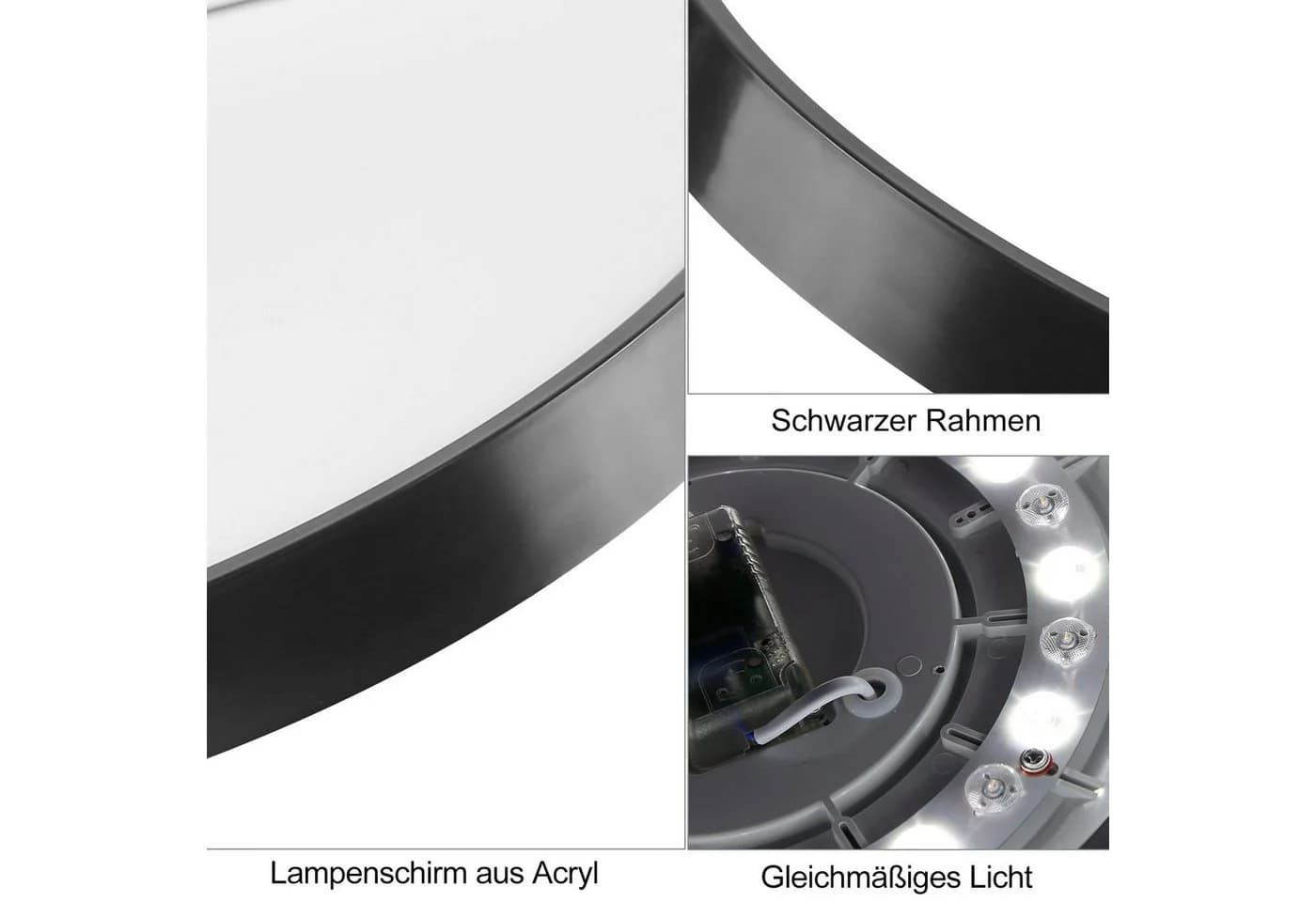 ZMH LED Deckenleuchte Modern Schwarz/Weiß IP44 Spritzwassergeschützt - Bild 5