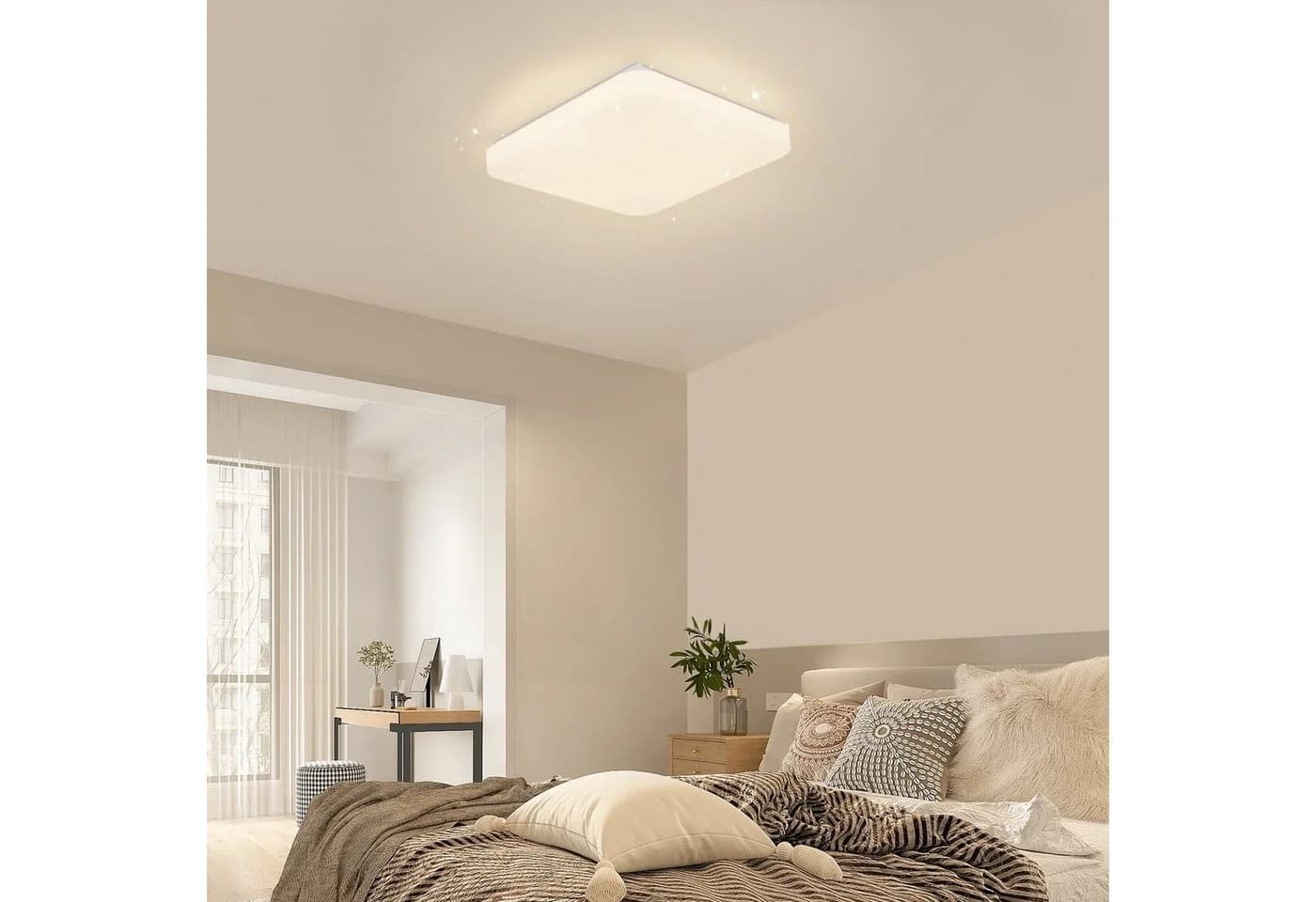 ZMH LED Deckenleuchte 37W Sternenhimmel Schlafzimmerlampe mit Fernbedienung
