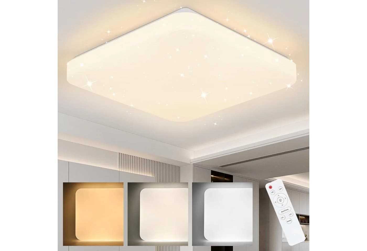 ZMH LED Deckenleuchte 37W Sternenhimmel Schlafzimmerlampe mit Fernbedienung - Bild 2